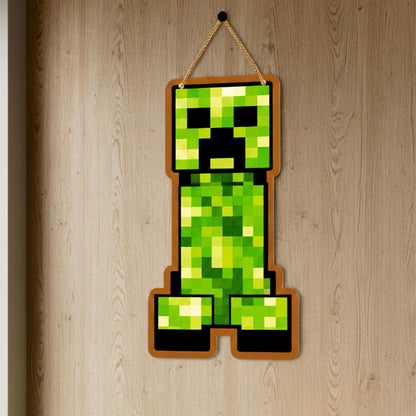 Retro Pixel Creeper Gaming Wall Hanging