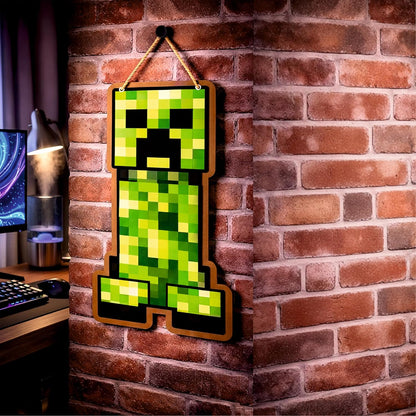 Retro Pixel Creeper Gaming Wall Hanging