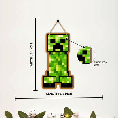 Retro Pixel Creeper Gaming Wall Hanging