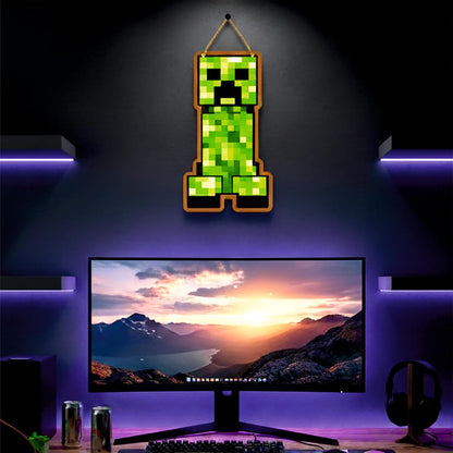Retro Pixel Creeper Gaming Wall Hanging