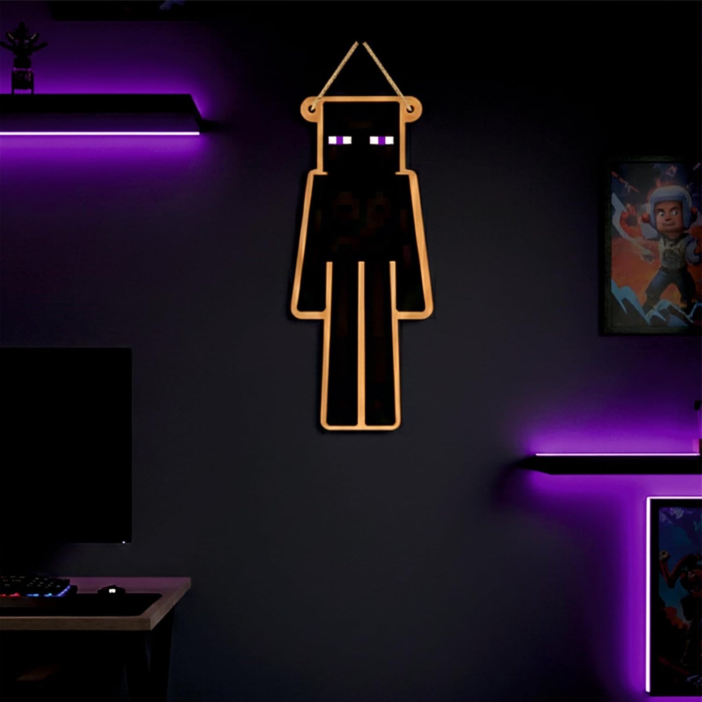 Retro Pixel Enderman Gaming Wall Hanging