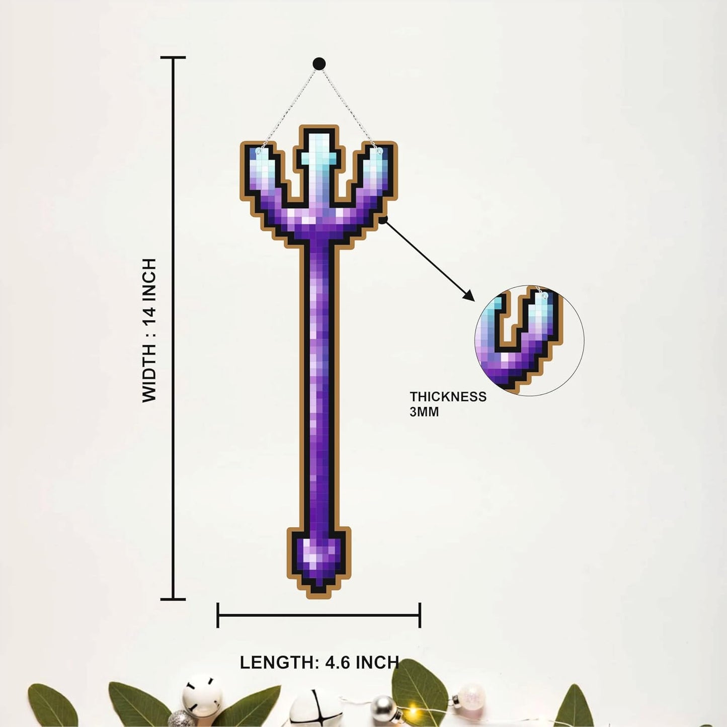 Enchanted Pixel Trident Gaming Wall Hanging