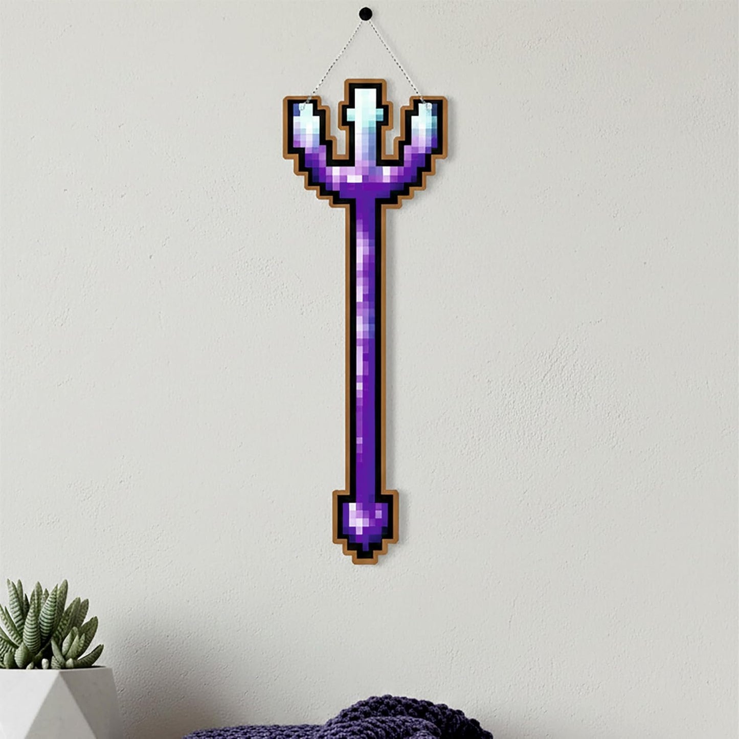 Enchanted Pixel Trident Gaming Wall Hanging