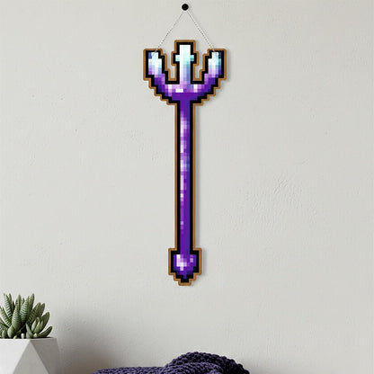 Enchanted Pixel Trident Gaming Wall Hanging
