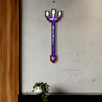 Enchanted Pixel Trident Gaming Wall Hanging