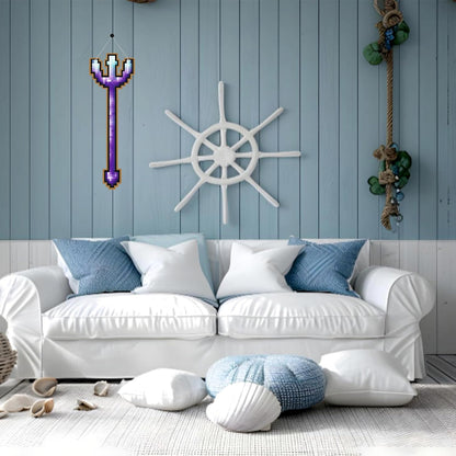Enchanted Pixel Trident Gaming Wall Hanging