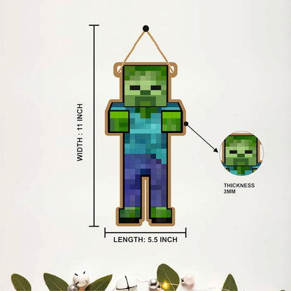Retro Pixel Zombie Gaming Wall Hanging