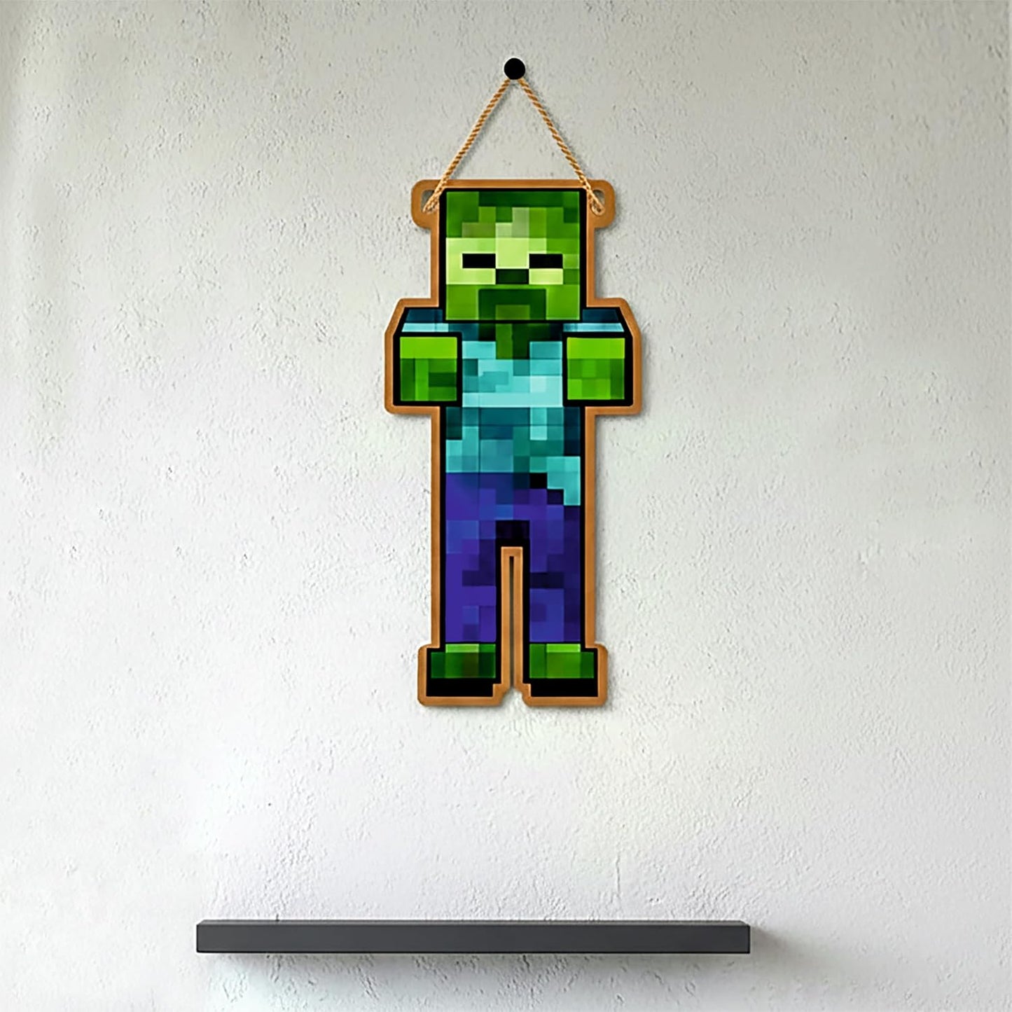 Retro Pixel Zombie Gaming Wall Hanging