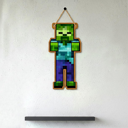 Retro Pixel Zombie Gaming Wall Hanging