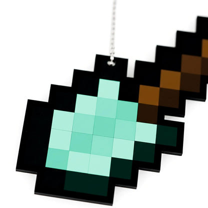 Retro Pixel Diamond Shovel Gaming Wall Hanging