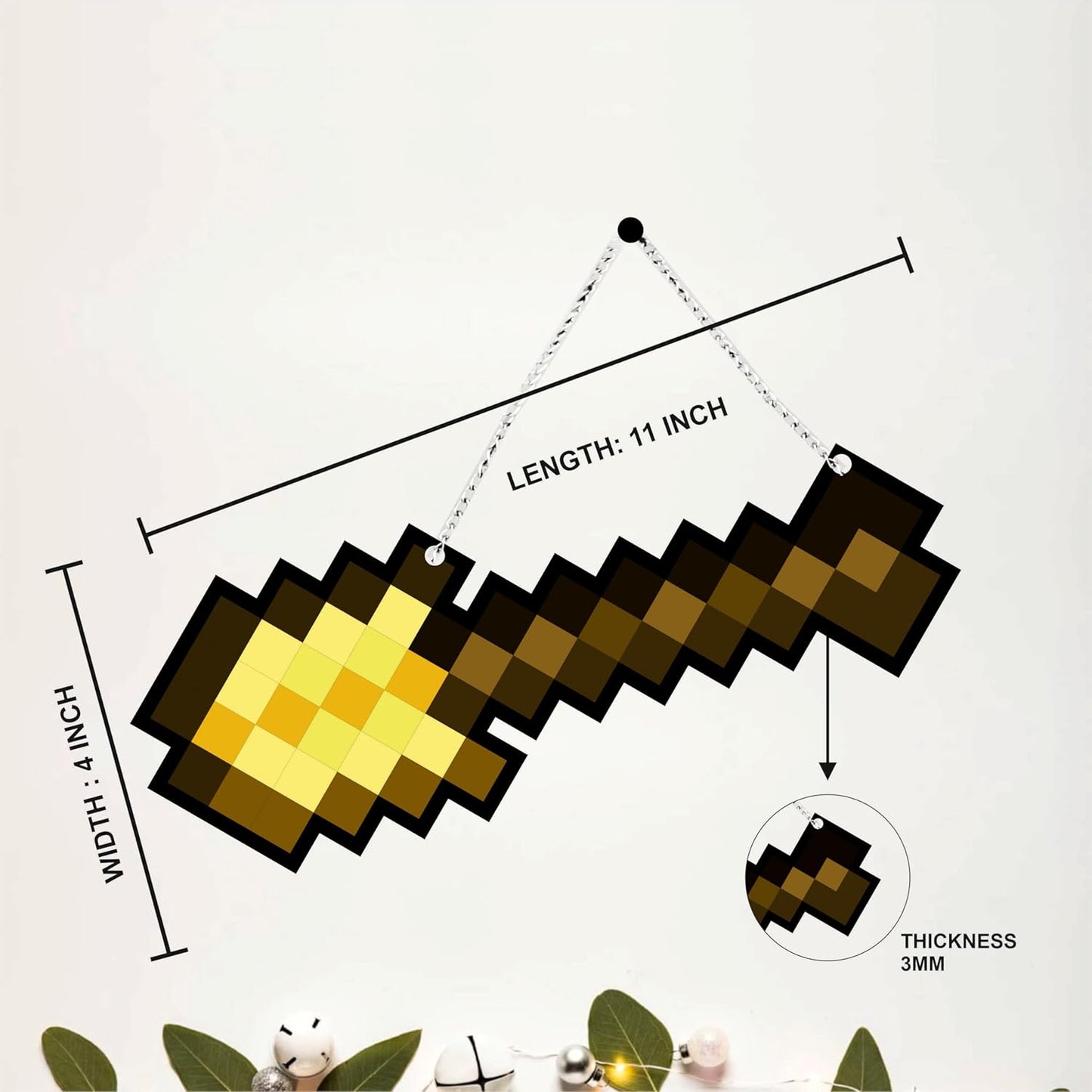 Retro Pixel Golden Shovel Gaming Wall Hanging