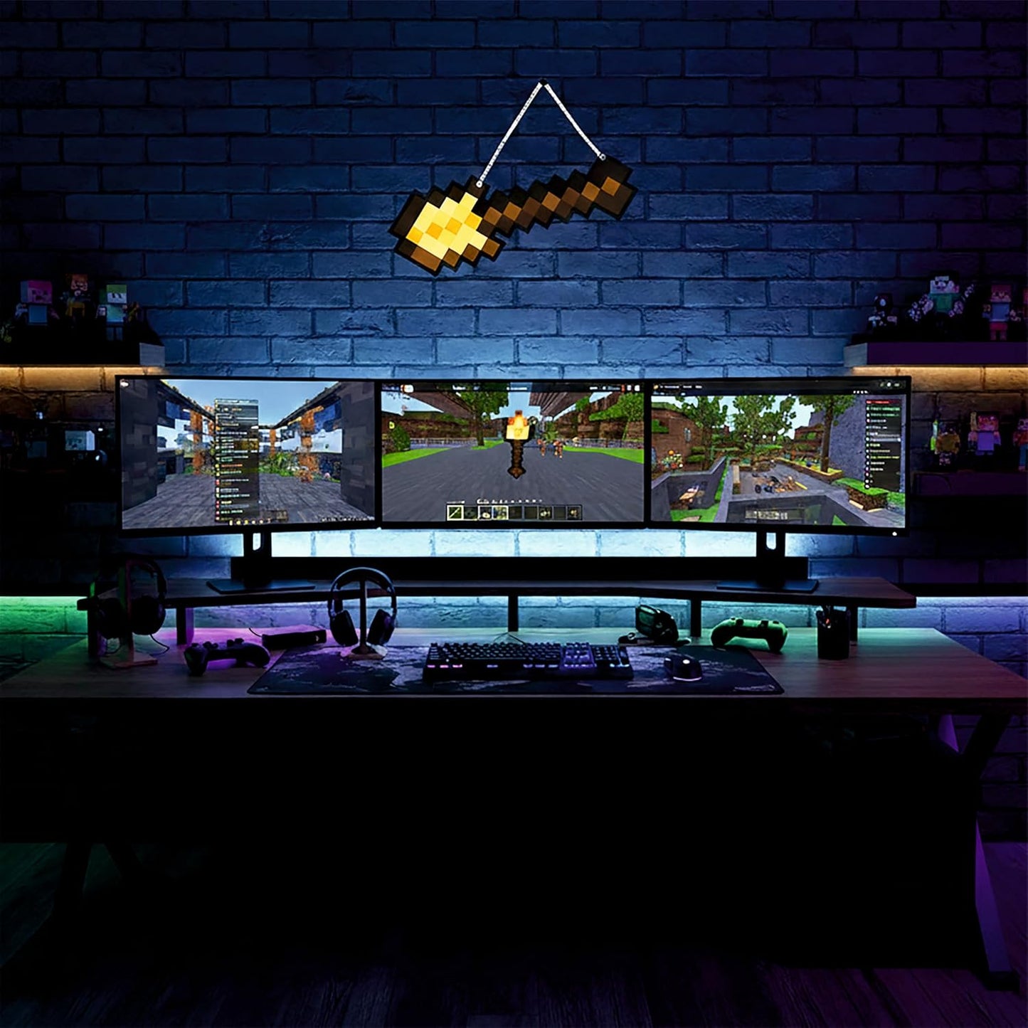 Retro Pixel Golden Shovel Gaming Wall Hanging