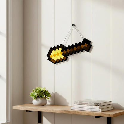 Retro Pixel Golden Shovel Gaming Wall Hanging