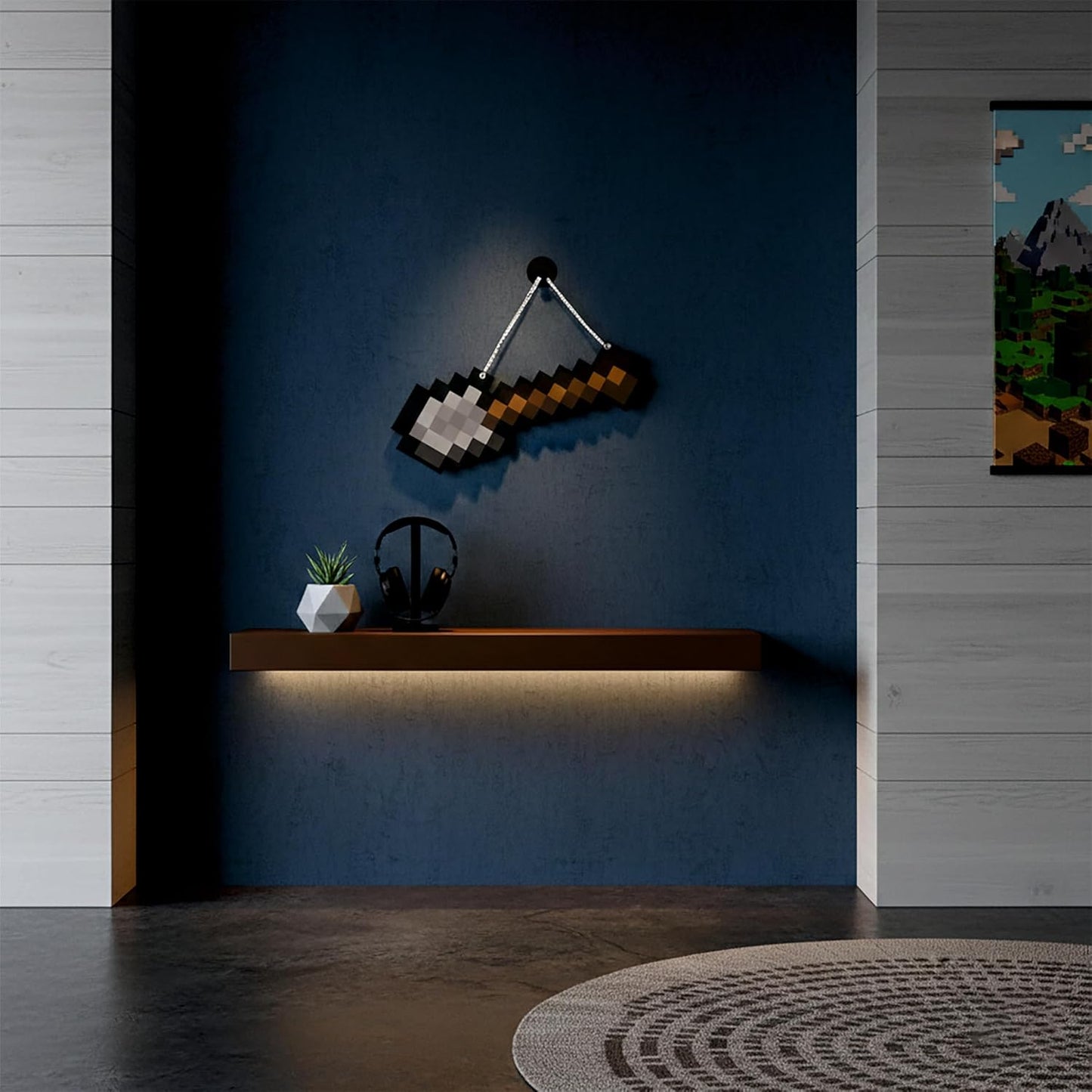 Retro Pixel Iron Shovel Gaming Wall Hanging