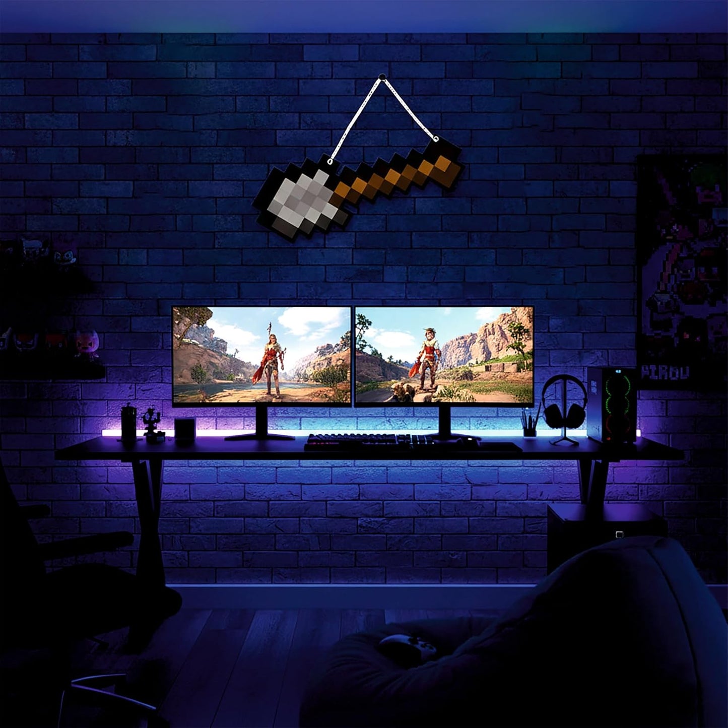 Retro Pixel Iron Shovel Gaming Wall Hanging