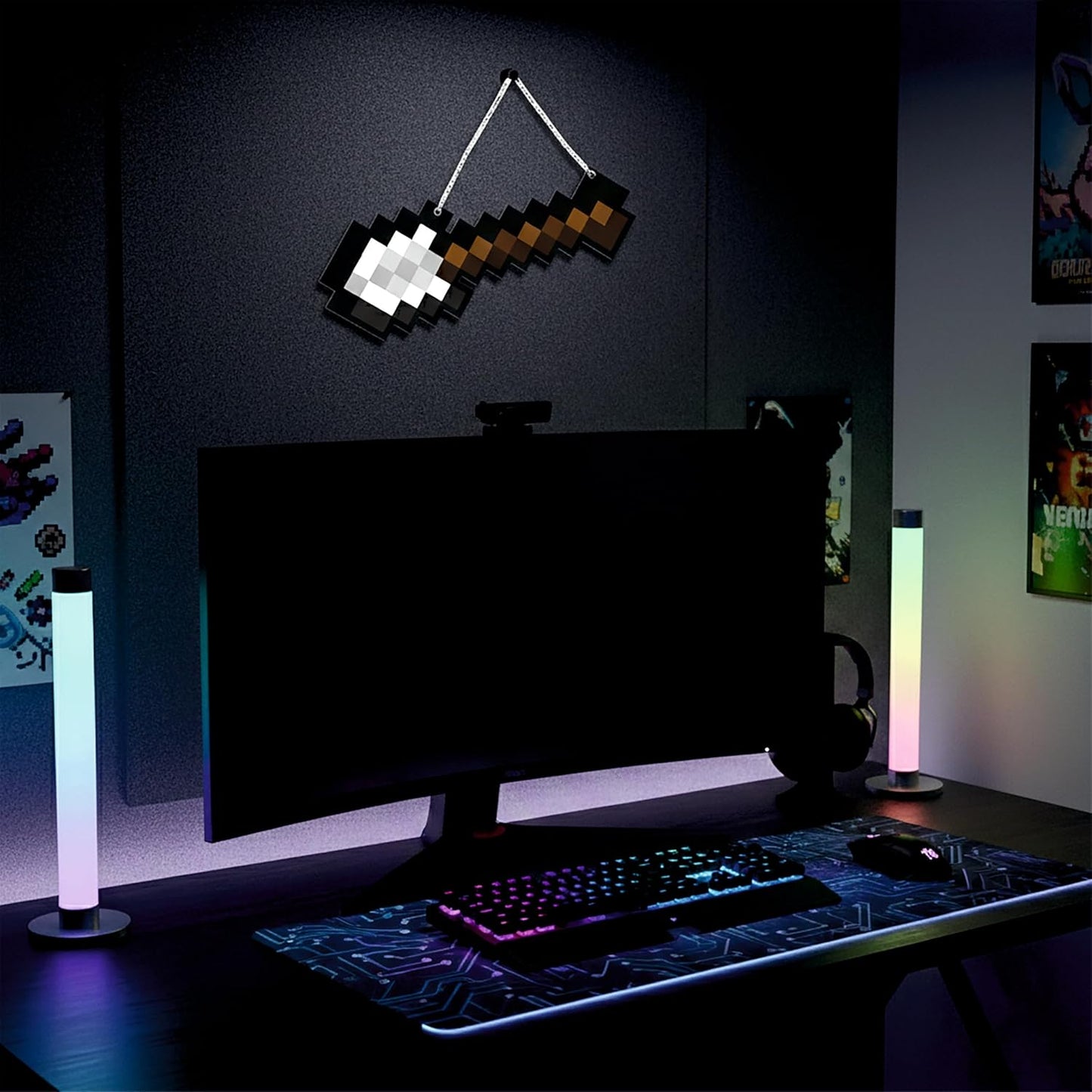 Retro Pixel Iron Shovel Gaming Wall Hanging