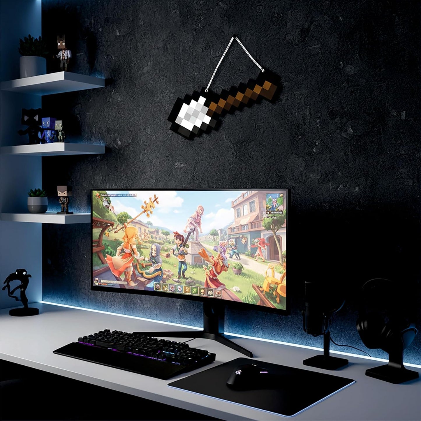 Retro Pixel Iron Shovel Gaming Wall Hanging