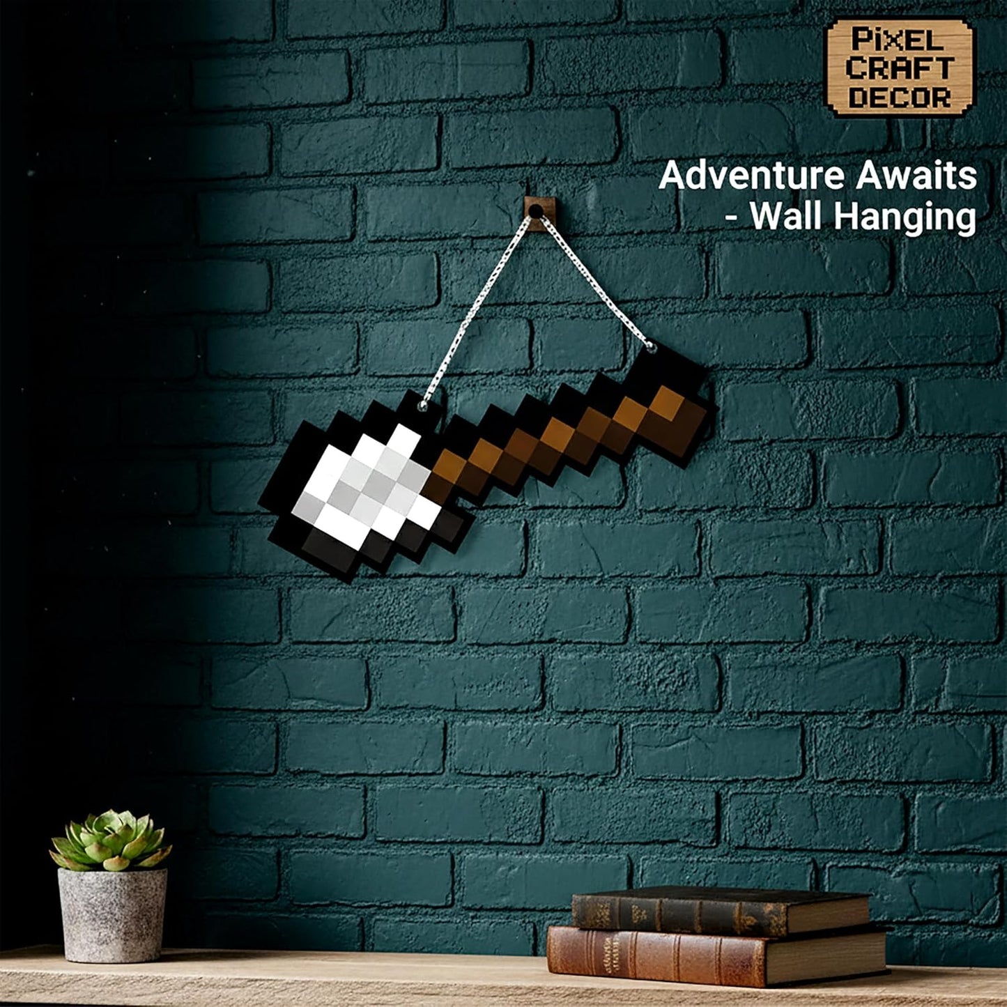Retro Pixel Iron Shovel Gaming Wall Hanging