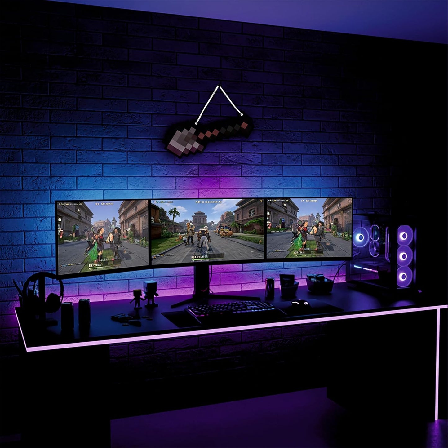 Retro Pixel Netherite Shovel Gaming Wall Hanging