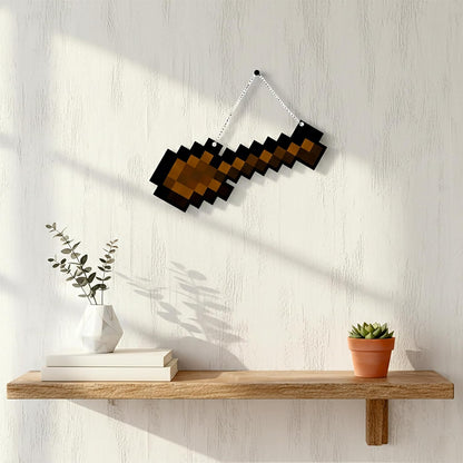 Retro Pixel Wooden Shovel Gaming Wall Hanging