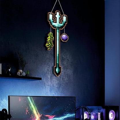 Pixel Ocean Trident Gaming Wall Hanging