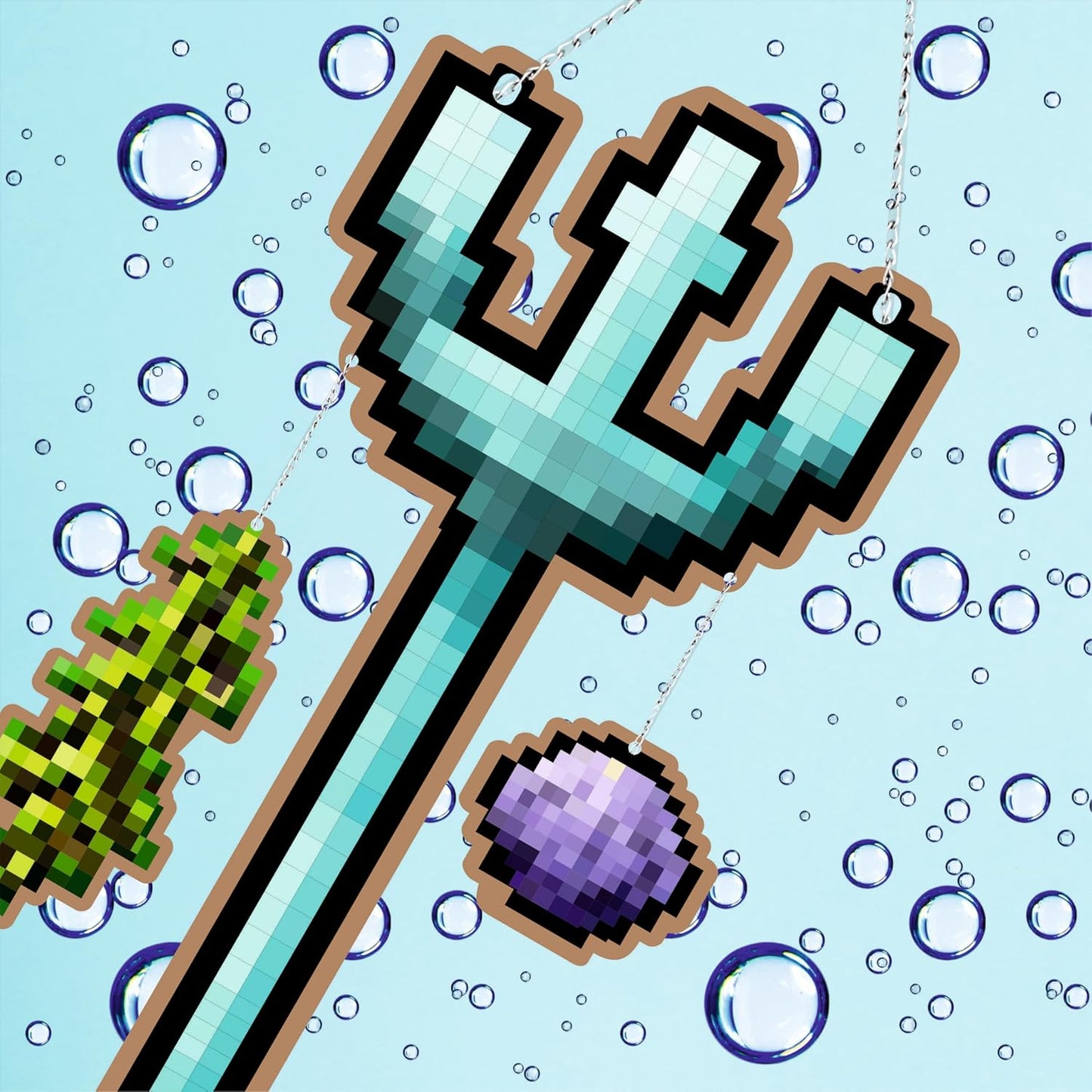 Pixel Ocean Trident Gaming Wall Hanging