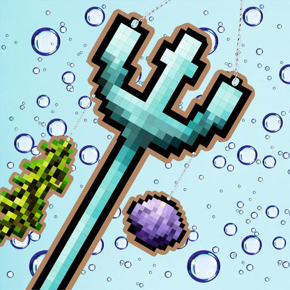 Pixel Ocean Trident Gaming Wall Hanging
