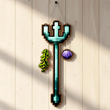Pixel Ocean Trident Gaming Wall Hanging