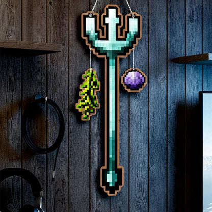 Pixel Ocean Trident Gaming Wall Hanging