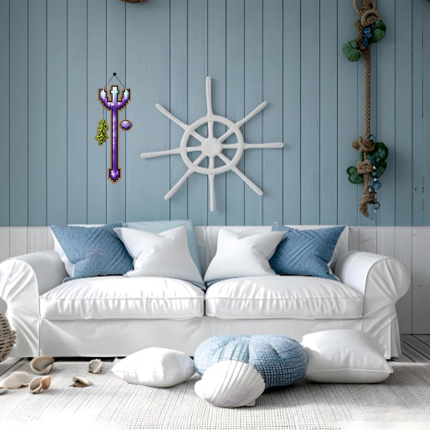 Enchanted Pixel Trident Gaming Wall Hanging