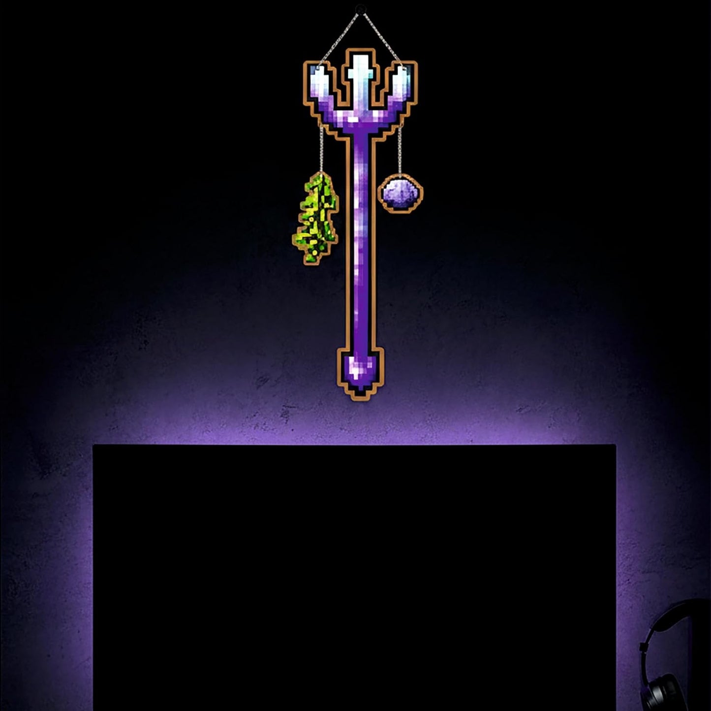 Enchanted Pixel Trident Gaming Wall Hanging
