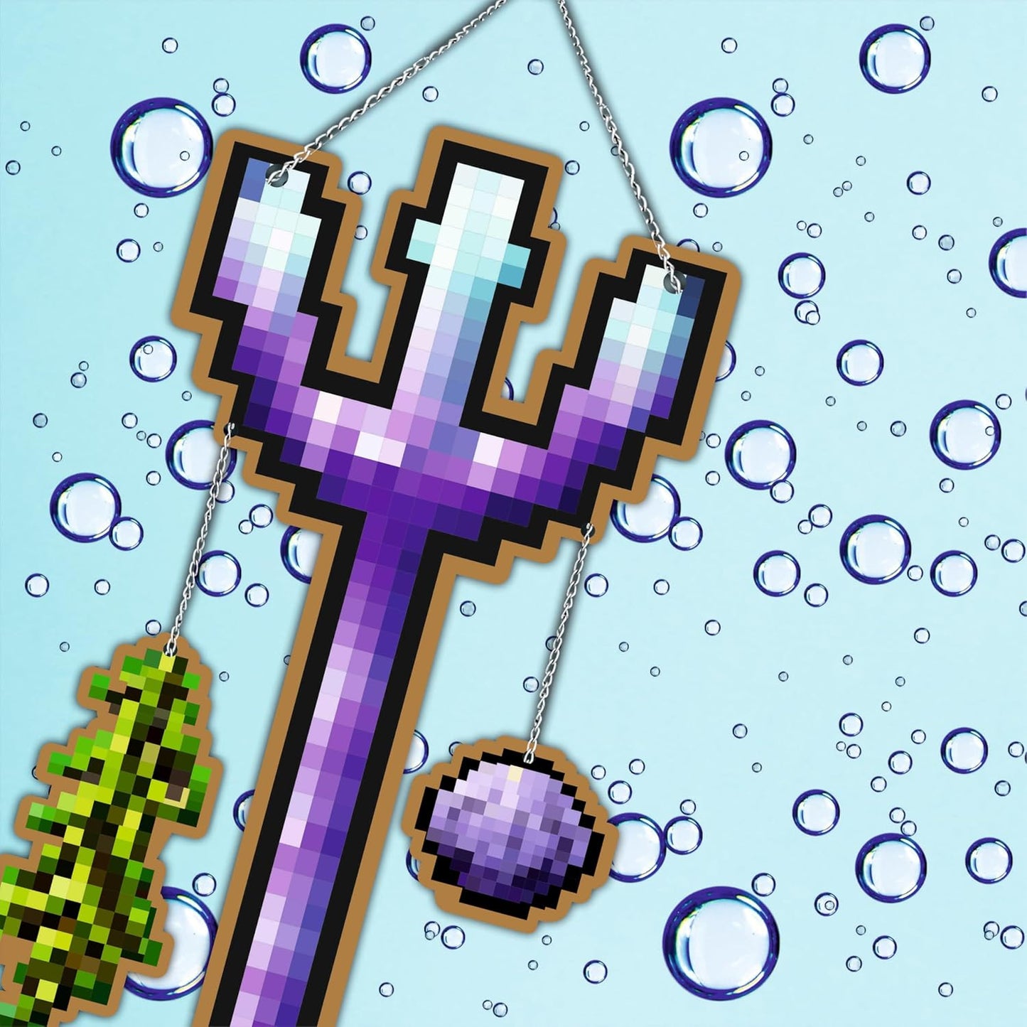 Enchanted Pixel Trident Gaming Wall Hanging
