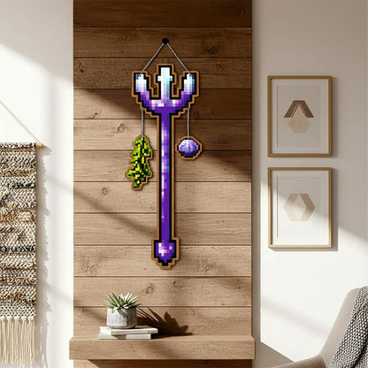 Enchanted Pixel Trident Gaming Wall Hanging