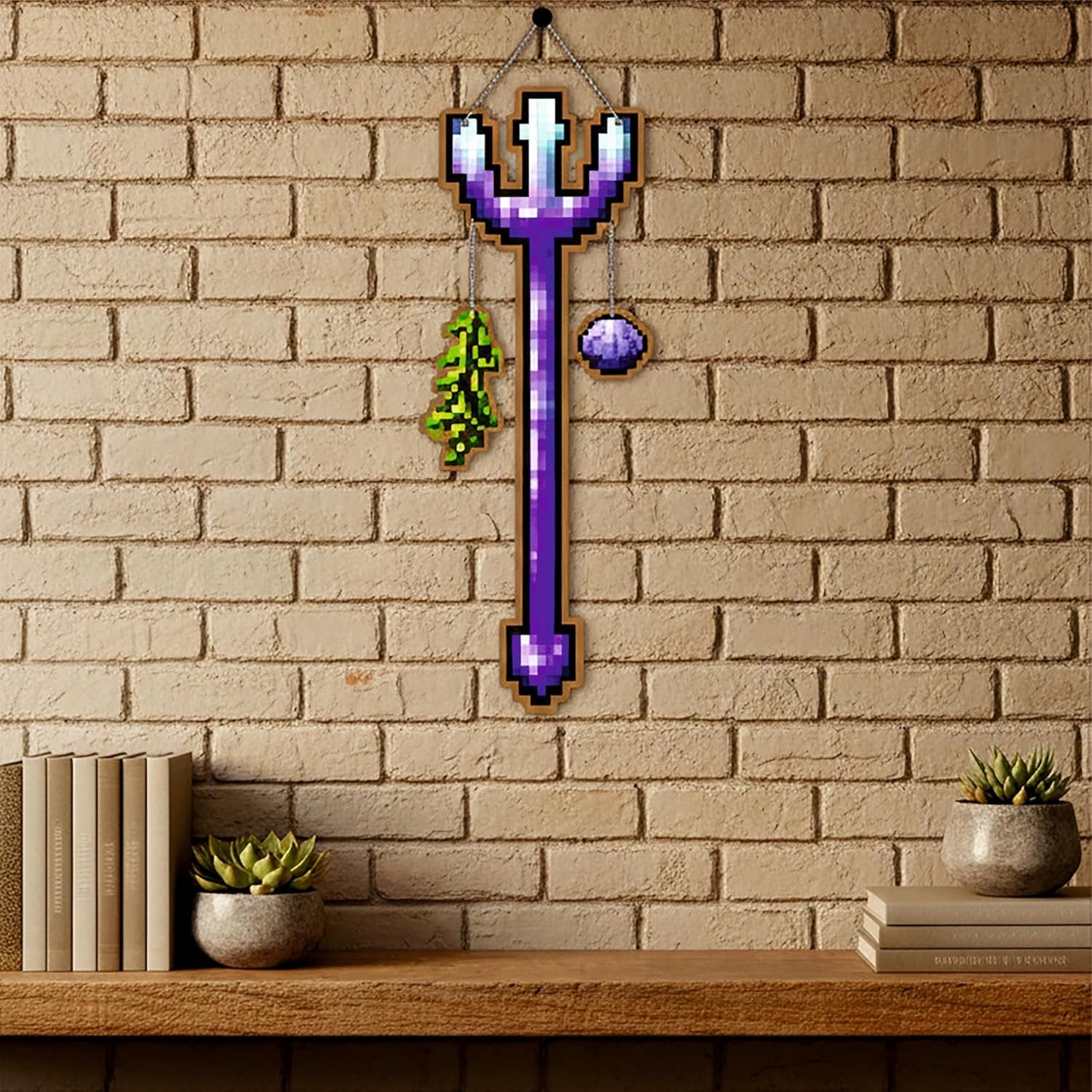 Enchanted Pixel Trident Gaming Wall Hanging