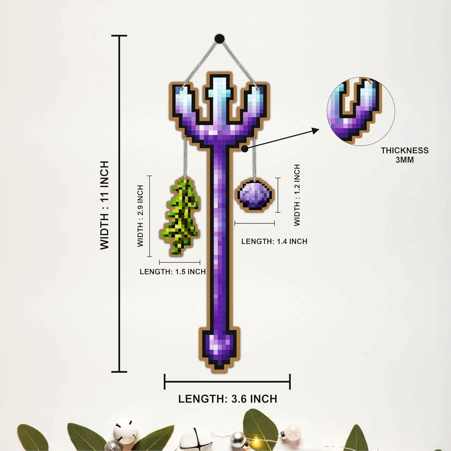 Enchanted Pixel Trident Gaming Wall Hanging