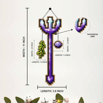 Enchanted Pixel Trident Gaming Wall Hanging