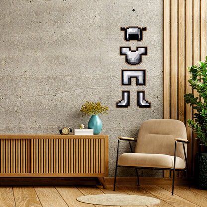 Retro Pixel Armor Gaming Wall Hanging