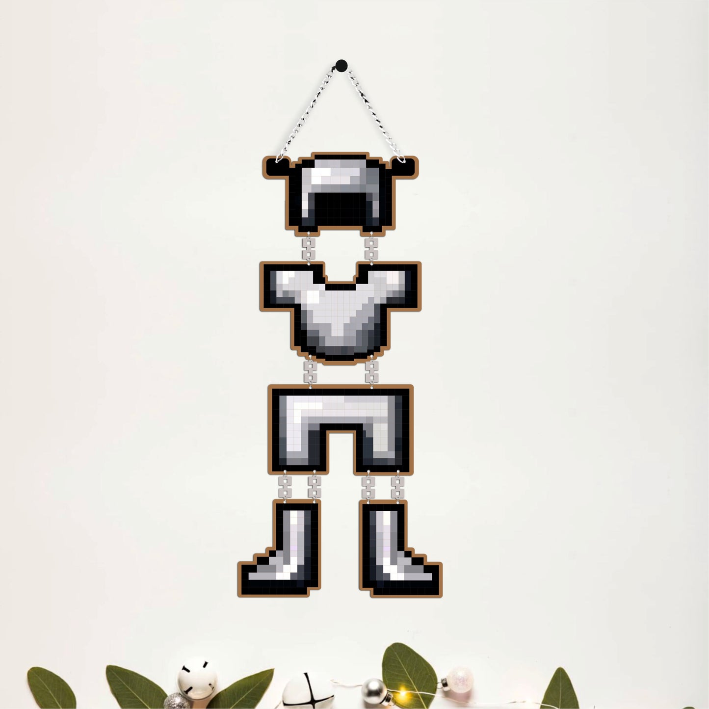 Retro Pixel Armor Gaming Wall Hanging