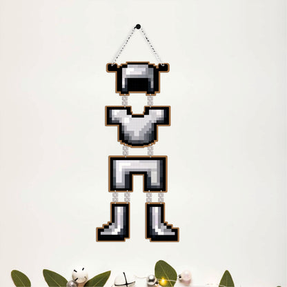 Retro Pixel Armor Gaming Wall Hanging