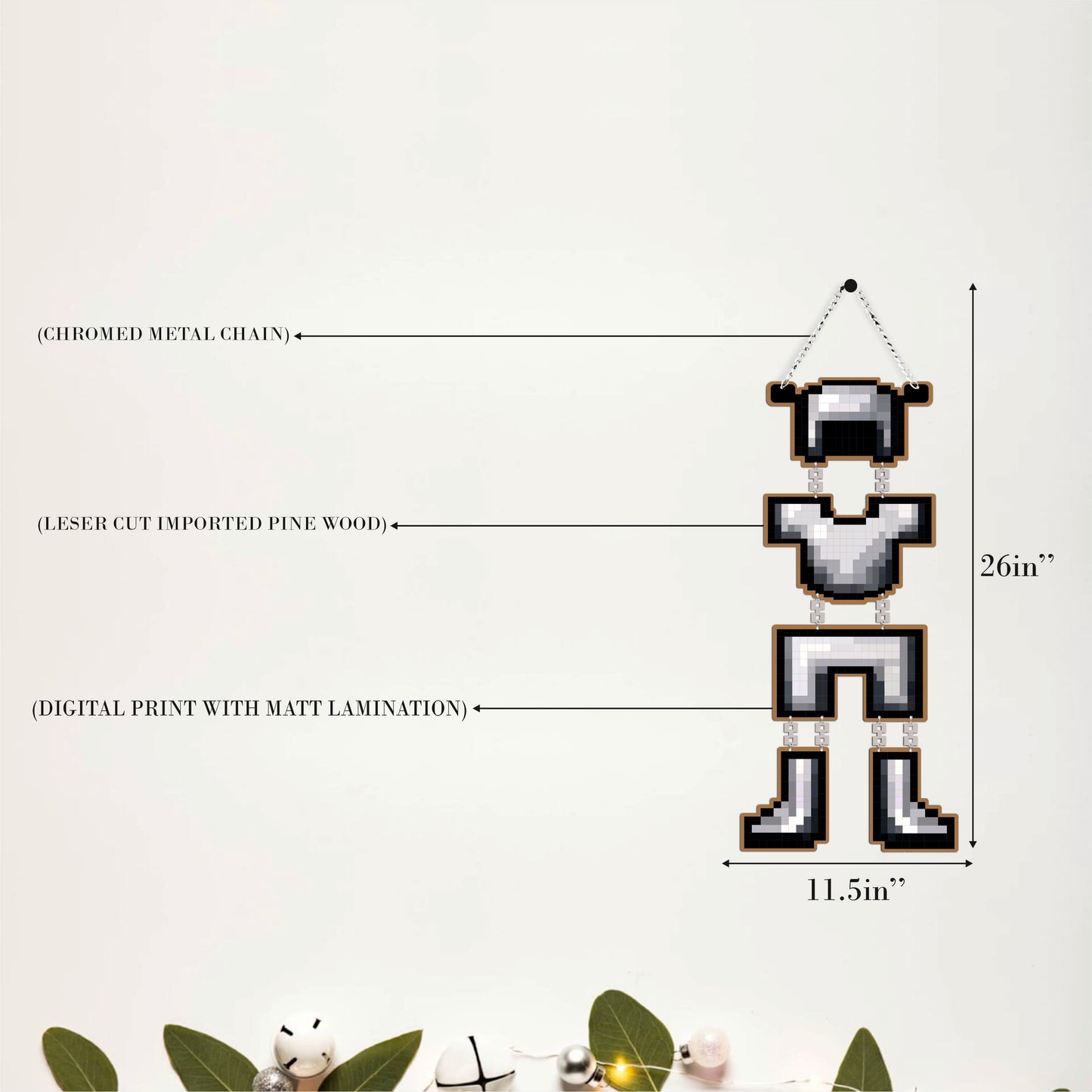Retro Pixel Armor Gaming Wall Hanging