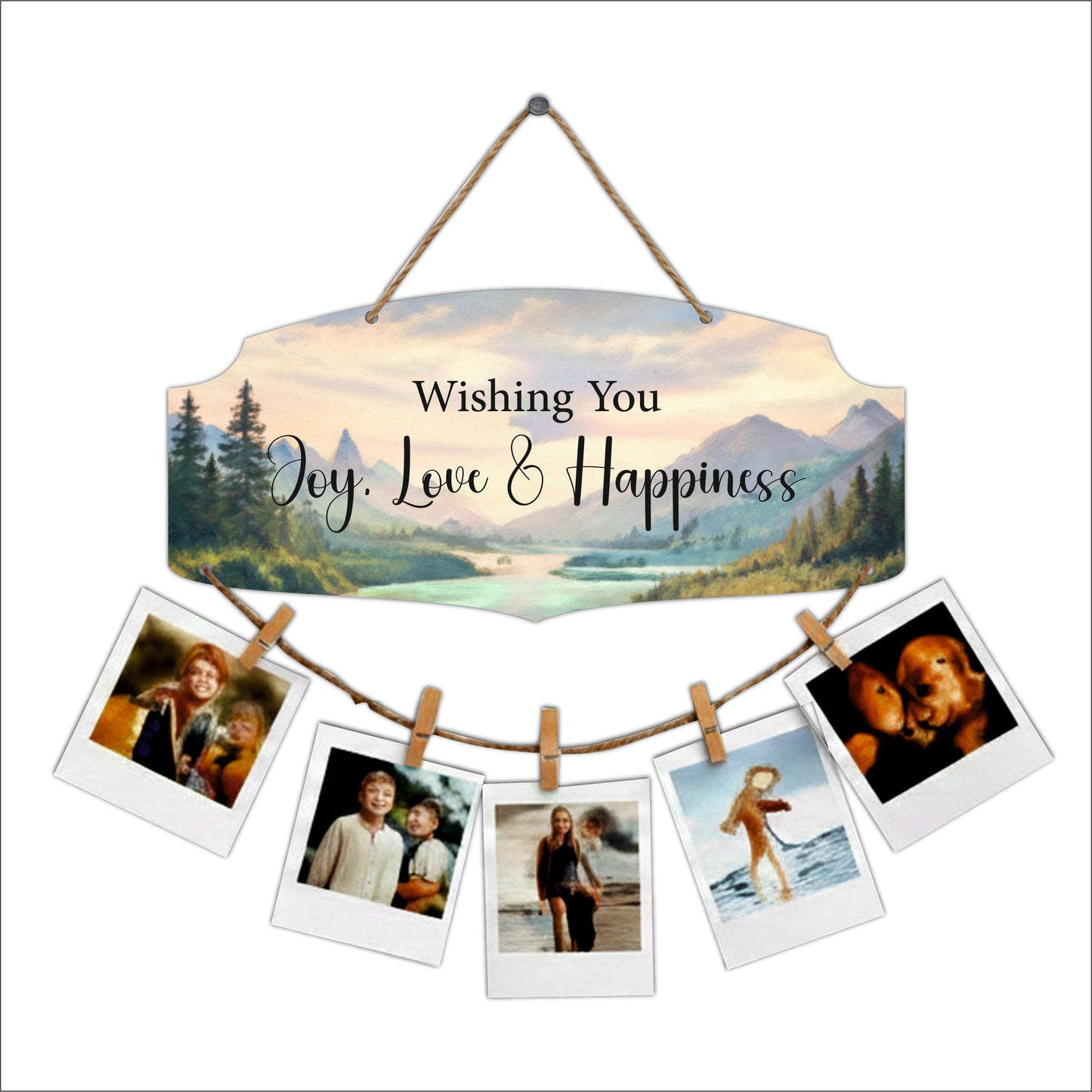 Wishing You Joy Love & Happiness Mountain Landscape Photo Hanging