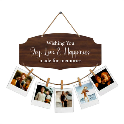 Wishing You Joy Love & Happiness Dark Walnut Photo Hanging