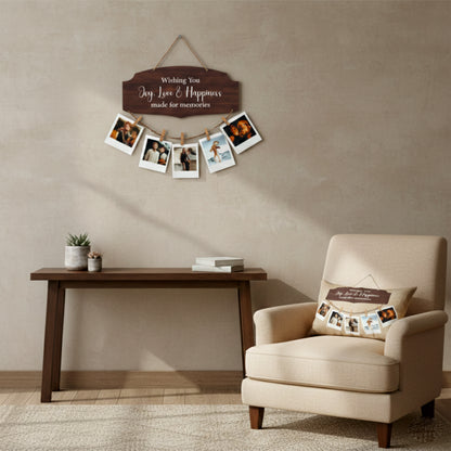 Wishing You Joy Love & Happiness Dark Walnut Photo Hanging