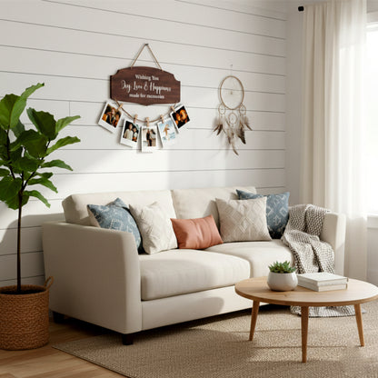 Wishing You Joy Love & Happiness Dark Walnut Photo Hanging