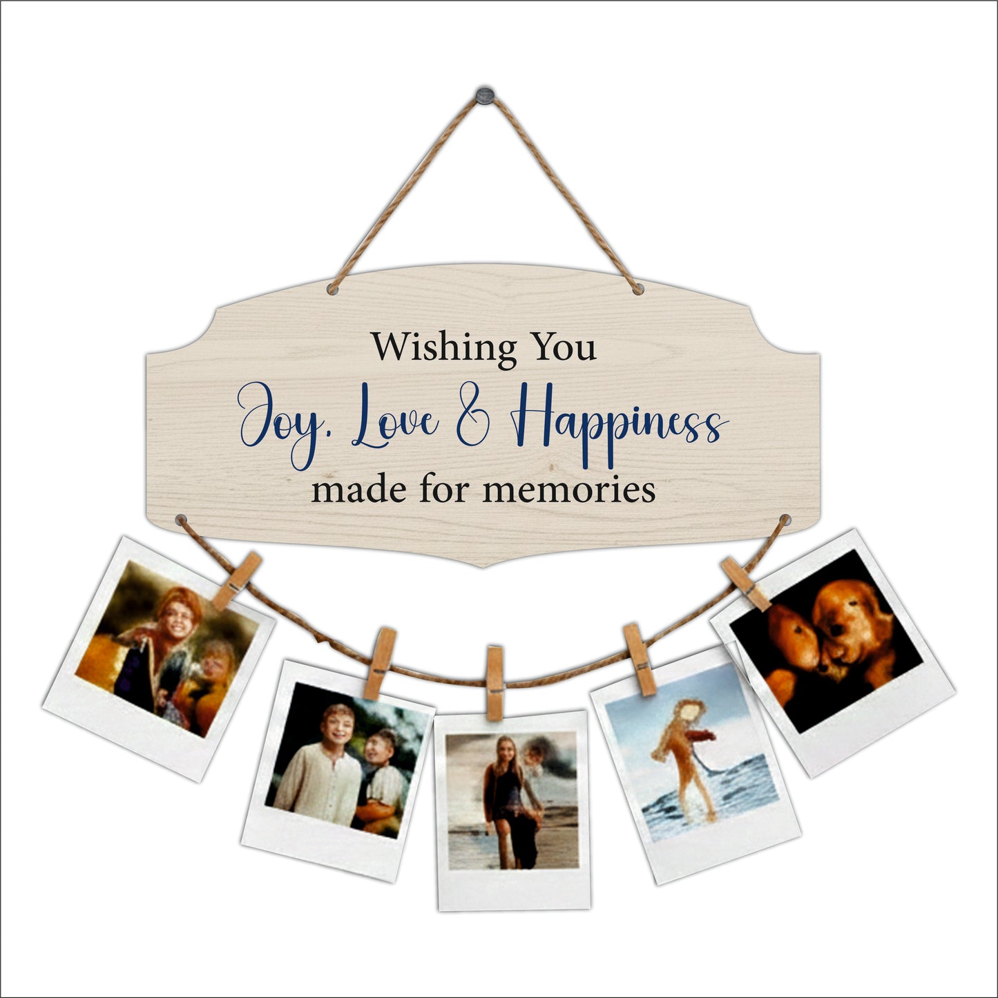 Wishing You Joy Love & Happiness Classic Wood Photo Hanging