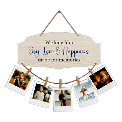 Wishing You Joy Love & Happiness Classic Wood Photo Hanging