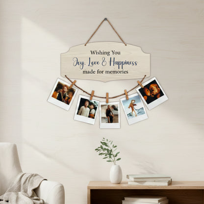 Wishing You Joy Love & Happiness Classic Wood Photo Hanging