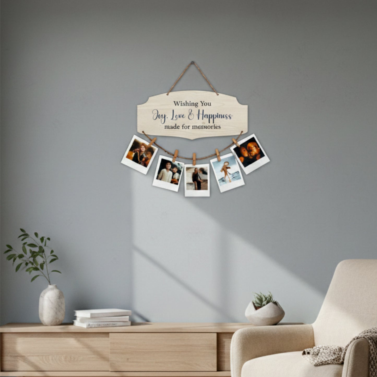 Wishing You Joy Love & Happiness Classic Wood Photo Hanging