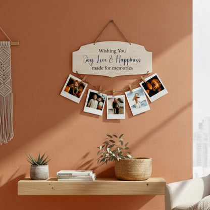 Wishing You Joy Love & Happiness Classic Wood Photo Hanging
