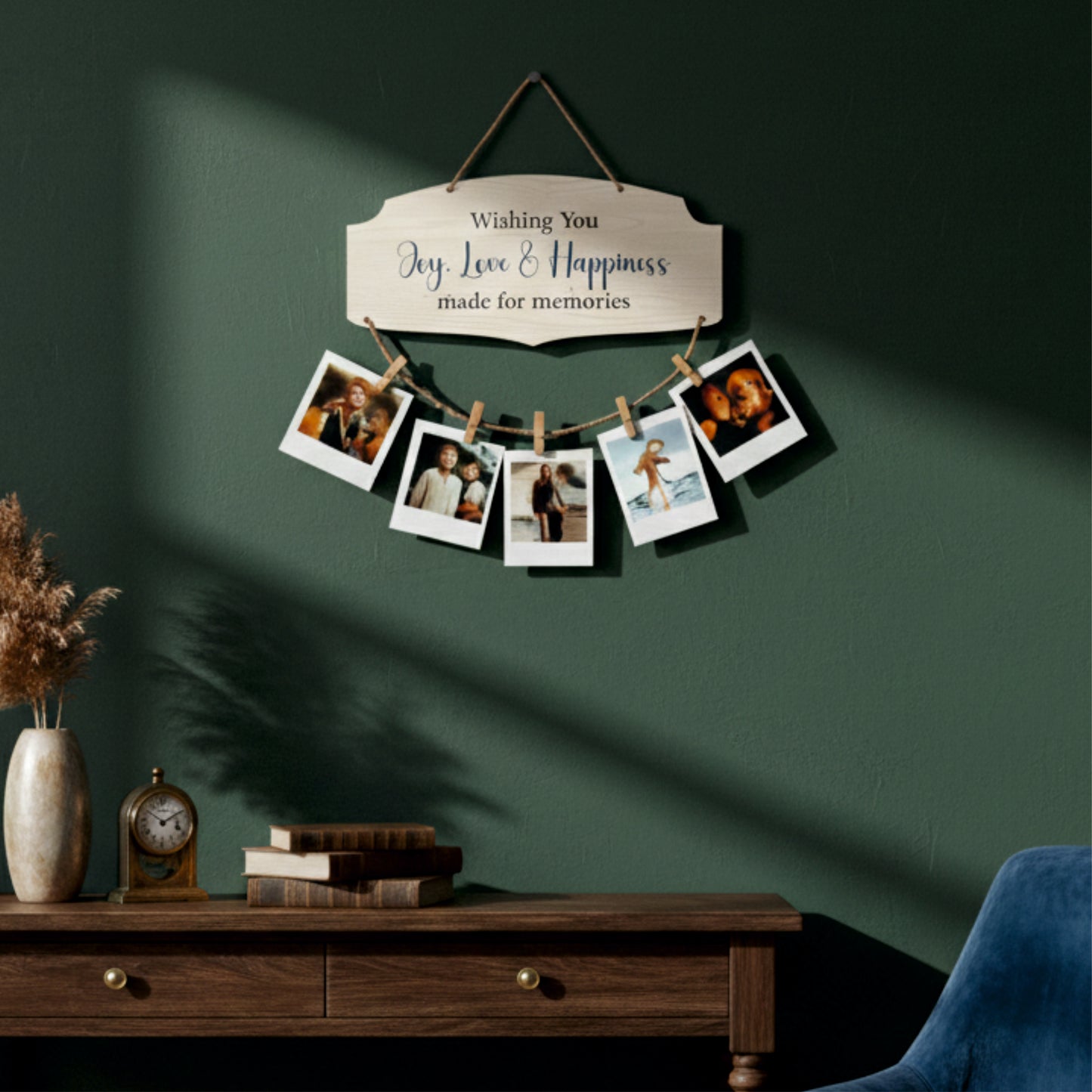 Wishing You Joy Love & Happiness Classic Wood Photo Hanging
